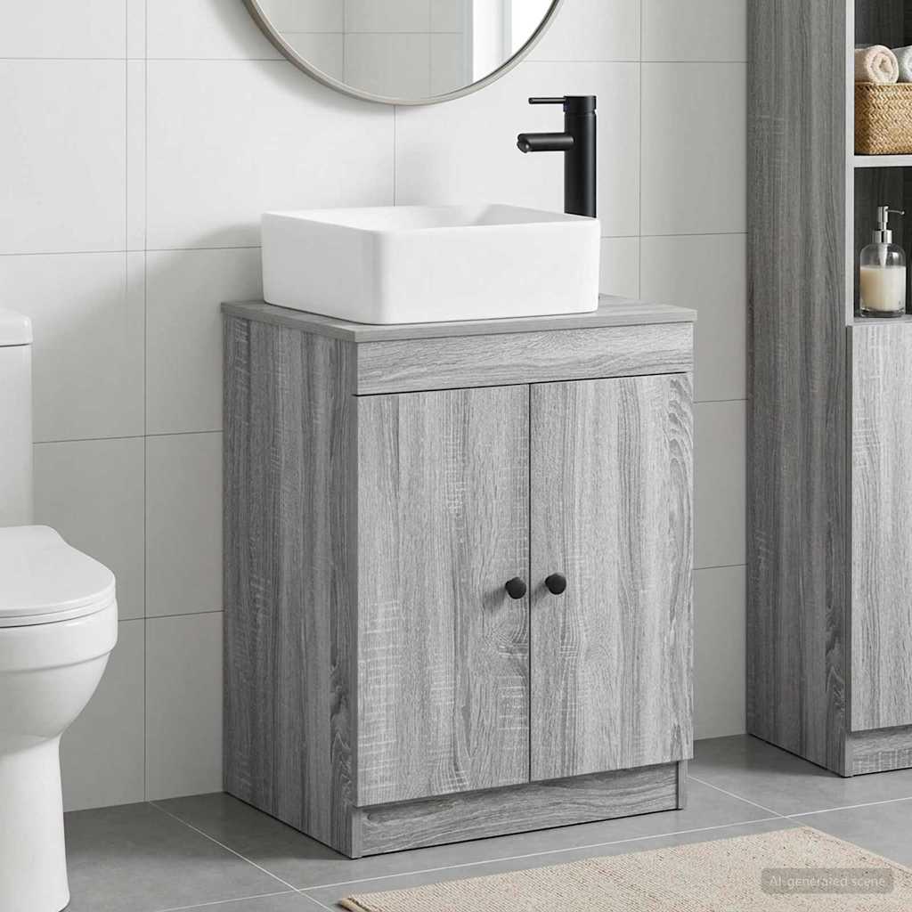 Badezimmermöbel-Set Grau Sonoma Holzwerkstoff