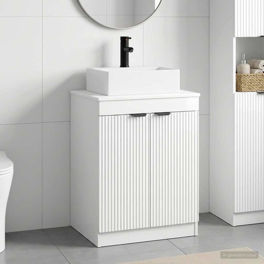 Badezimmermöbel-Set Hochglanz Weiß Holzwerkstoff