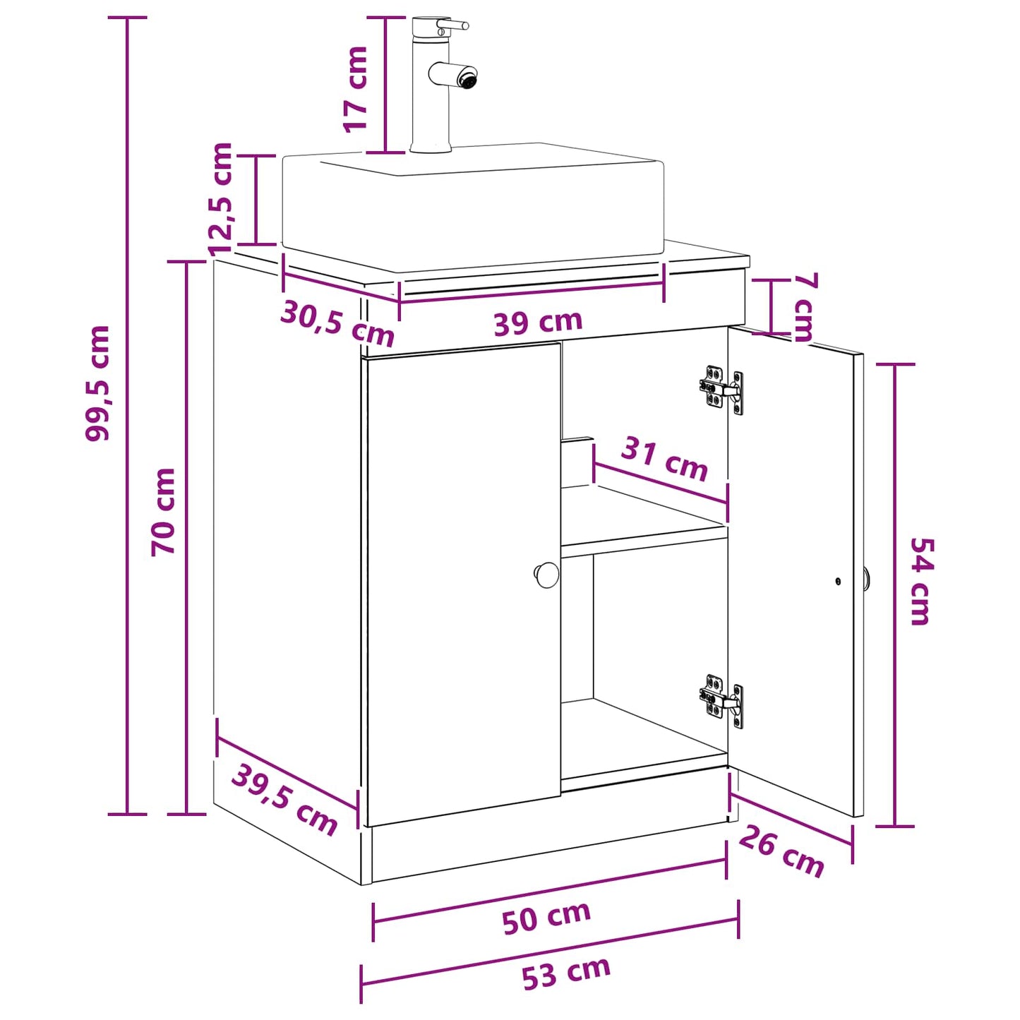 Badezimmermöbel-Set Schwarze Eiche Holzwerkstoff