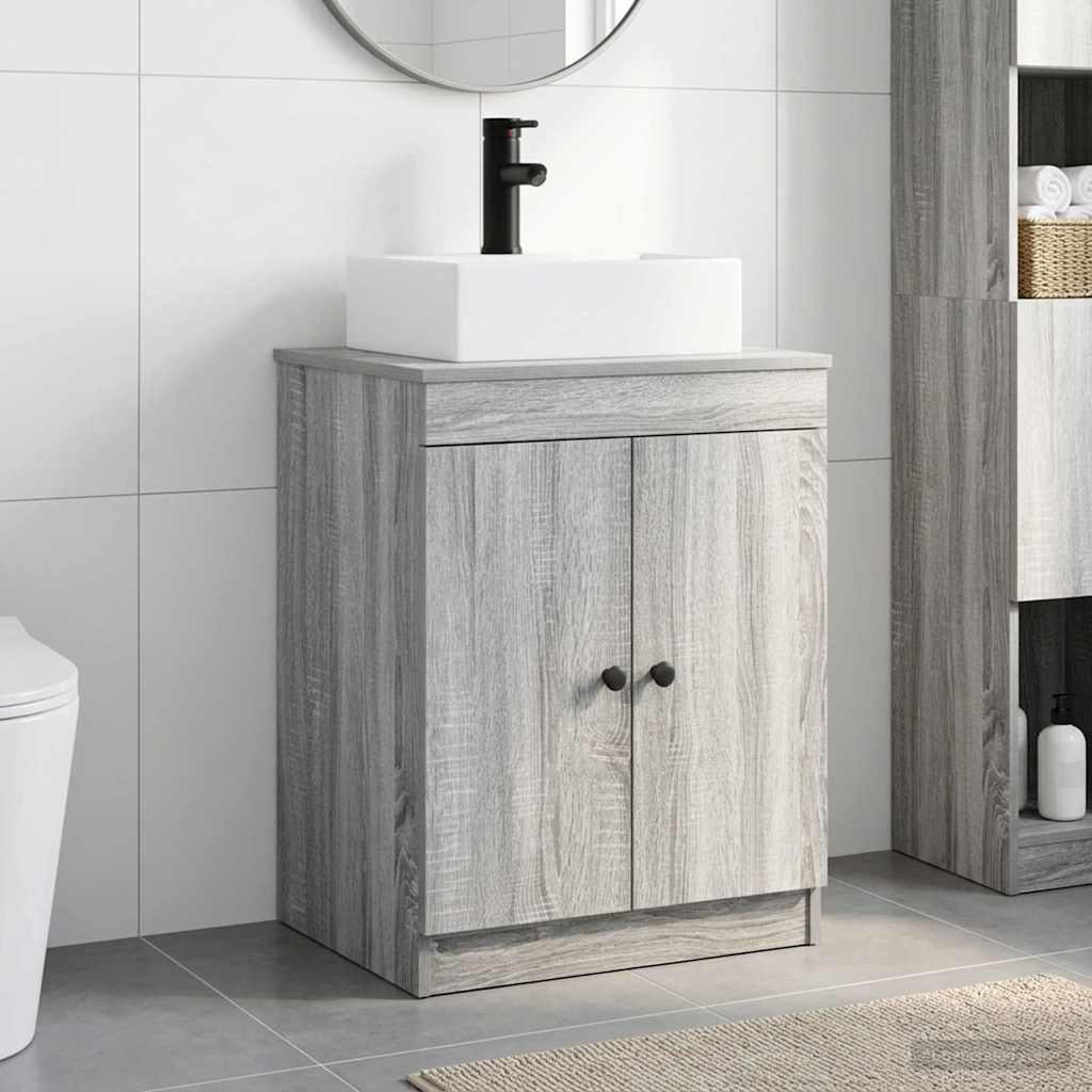 Badezimmermöbel-Set Grau Sonoma Holzwerkstoff