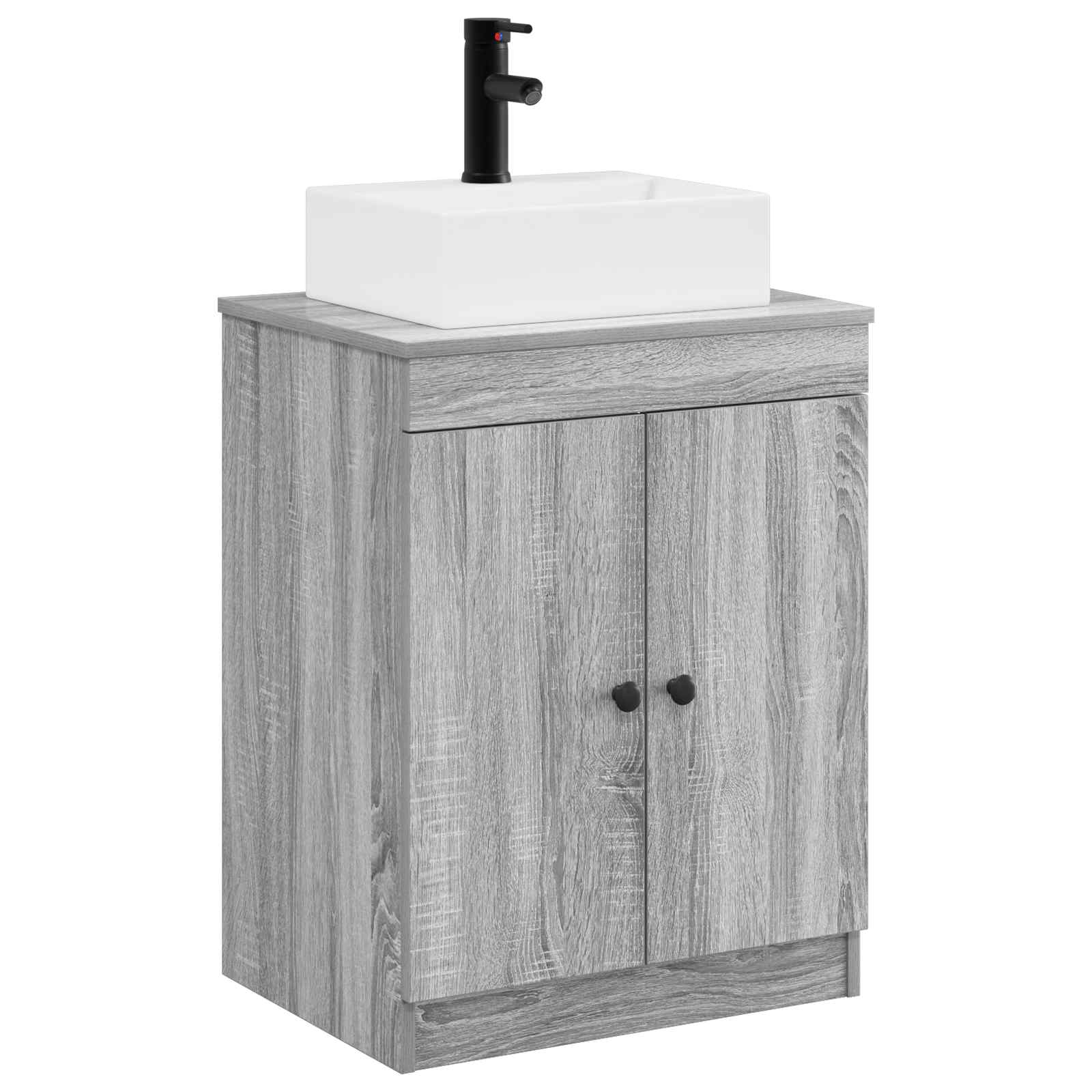 Badezimmermöbel-Set Grau Sonoma Holzwerkstoff