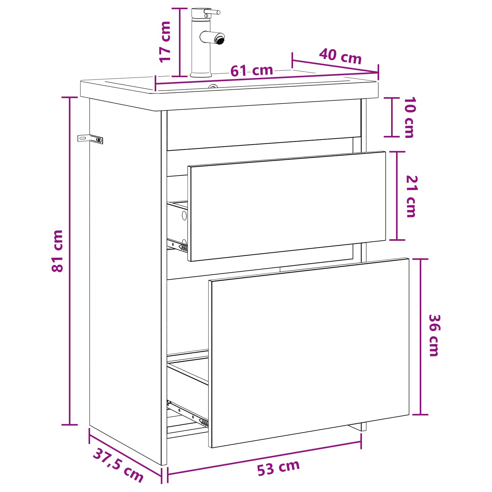 Badezimmermöbel-Set Weiß 61 x 40 x 84,5 cm Holzwerkstoff