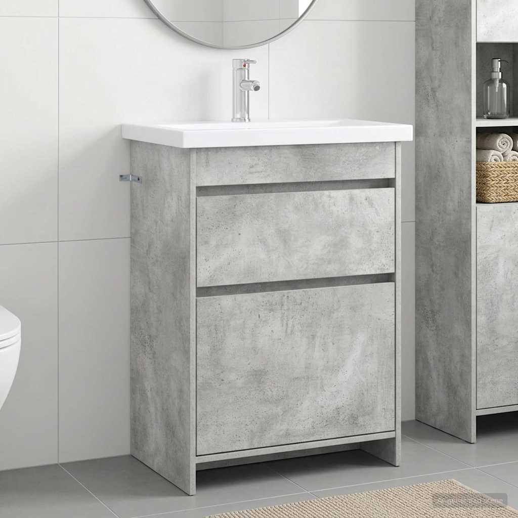 Badezimmermöbel-Set Betongrau 61 x 40 x 84,5 cm Holzwerkstoff