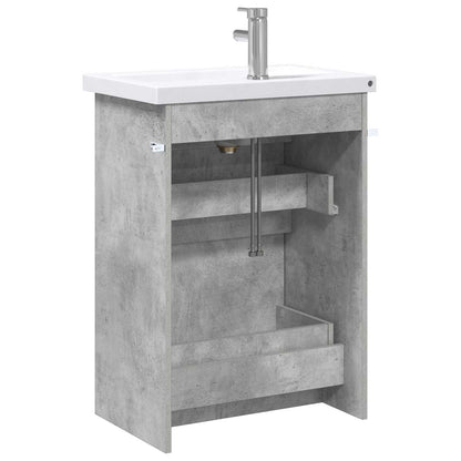 Badezimmermöbel-Set Betongrau 61 x 40 x 84,5 cm Holzwerkstoff