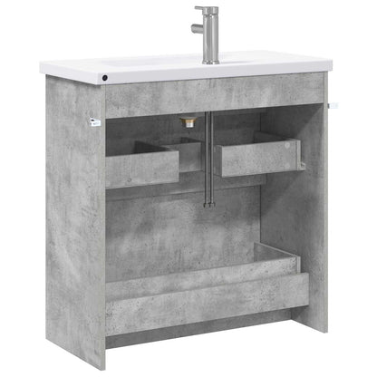 Badezimmermöbel-Set Betongrau 81 x 40 x 84,5 cm Holzwerkstoff