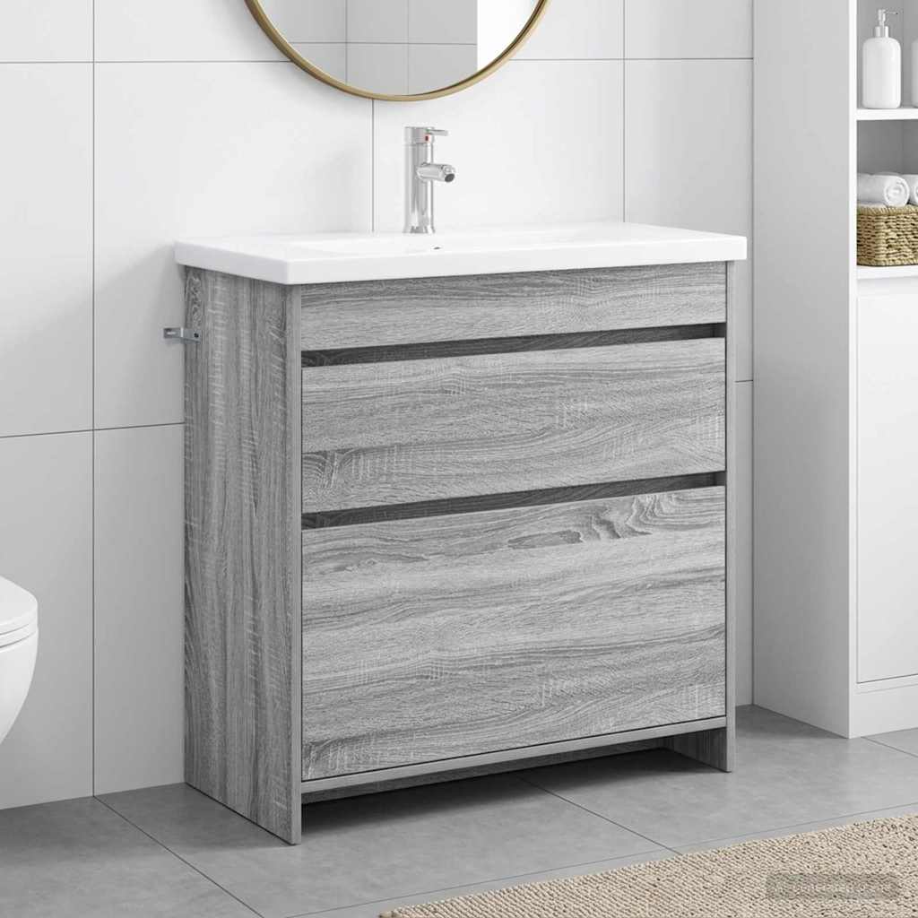 Badezimmermöbel-Set Grau Sonoma 81 x 40 x 84,5 cm Holzwerkstoff