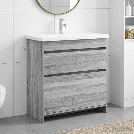 Badezimmermöbel-Set Grau Sonoma 81 x 40 x 84,5 cm Holzwerkstoff