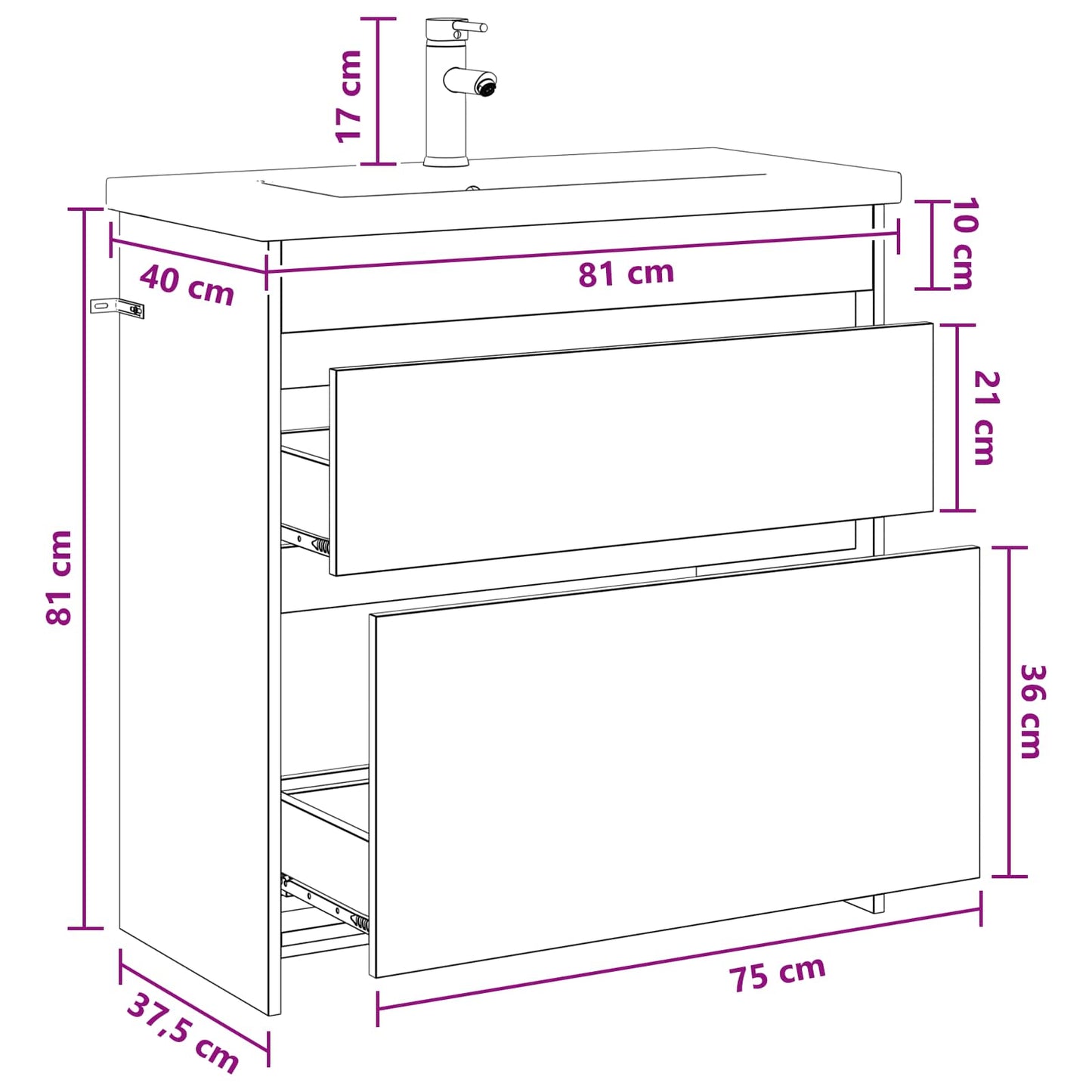 Badezimmermöbel-Set Altholz 81 x 40 x 84,5 cm Holzwerkstoff