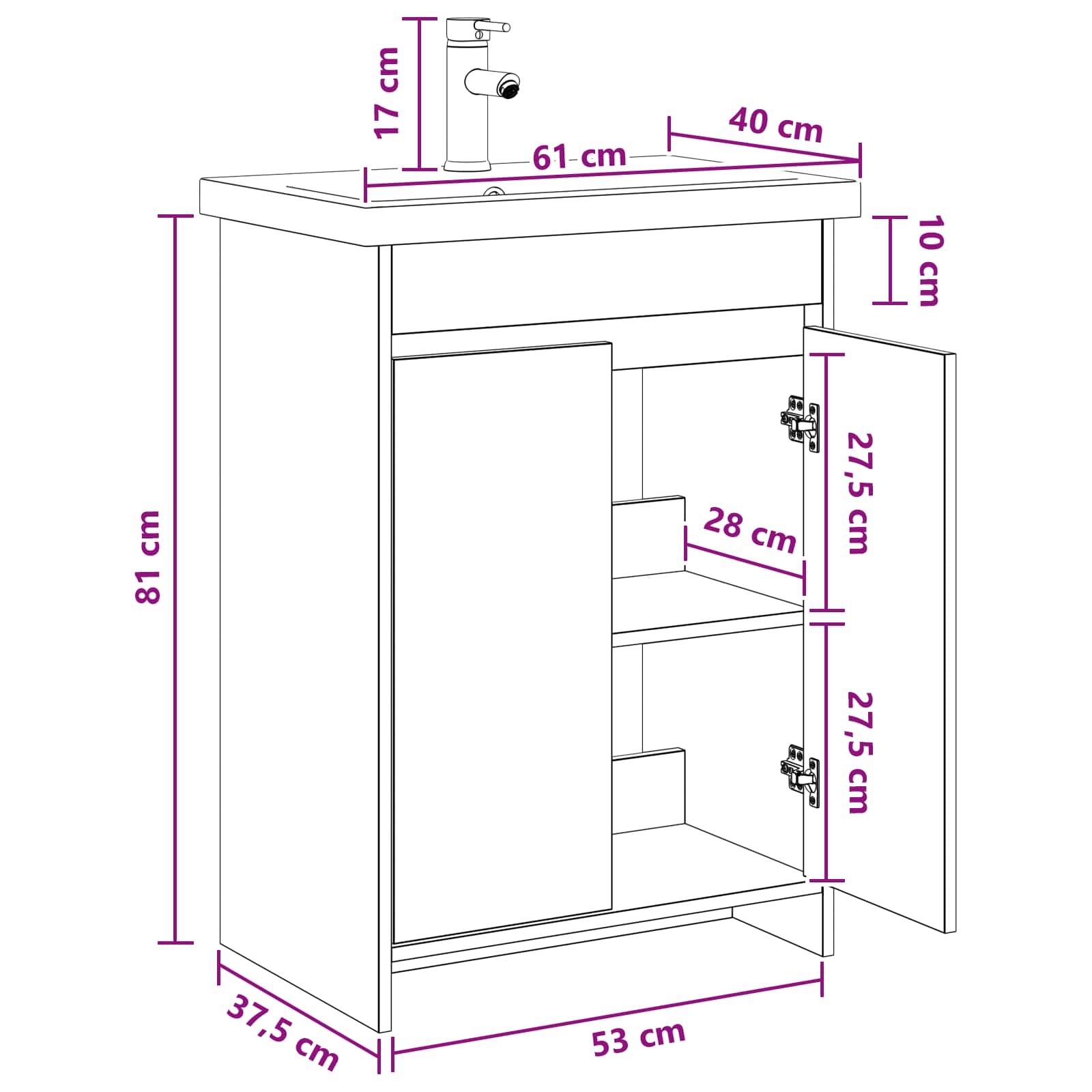 Badezimmermöbel-Set Weiß 61 x 40 x 84,5 cm Holzwerkstoff