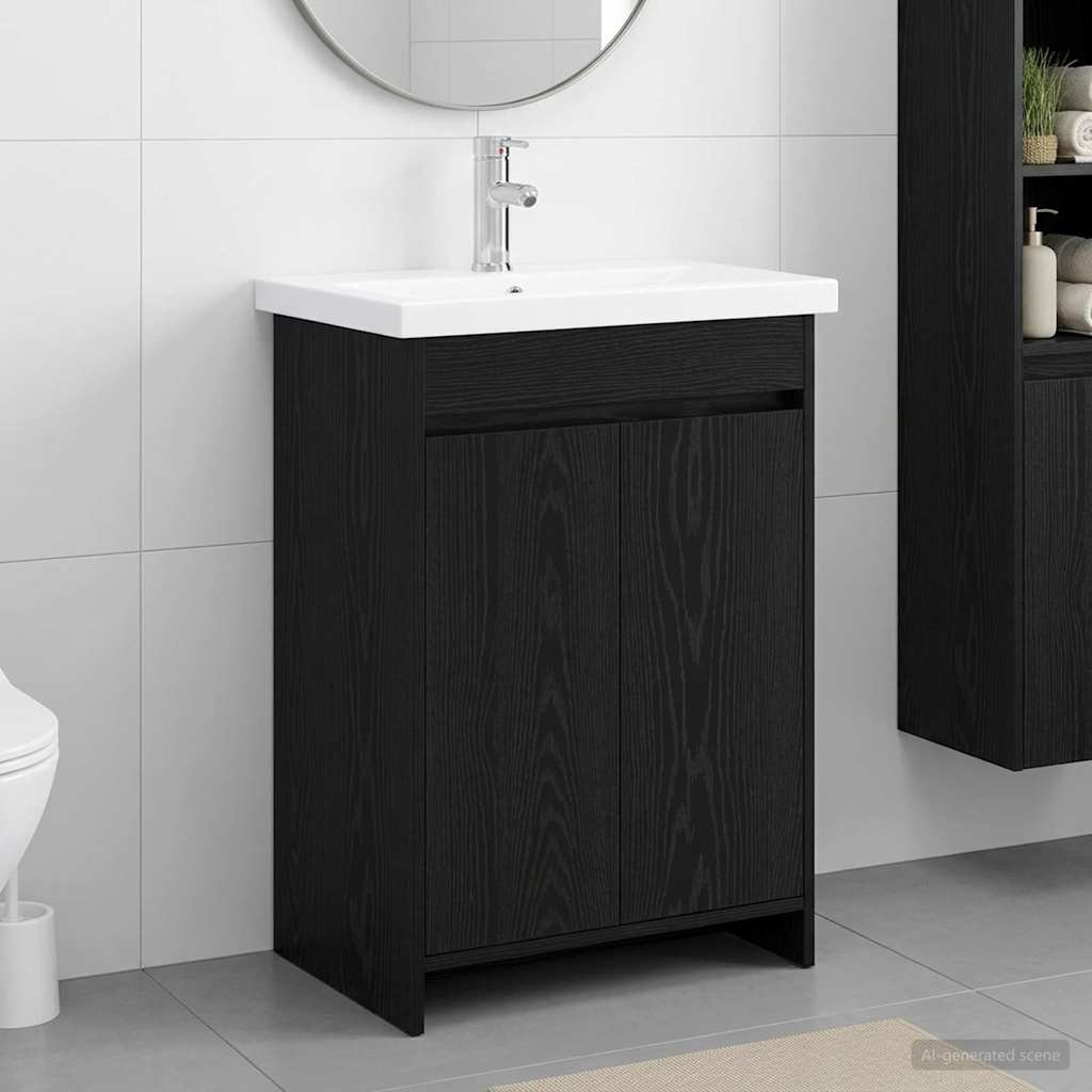 Badezimmermöbel-Set Schwarze Eiche 61 x 40 x 84,5 cm