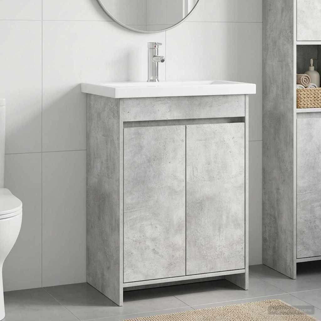 Badezimmermöbel-Set Betongrau 61 x 40 x 84,5 cm Holzwerkstoff