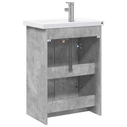 Badezimmermöbel-Set Betongrau 81 x 40 x 84,5 cm Holzwerkstoff