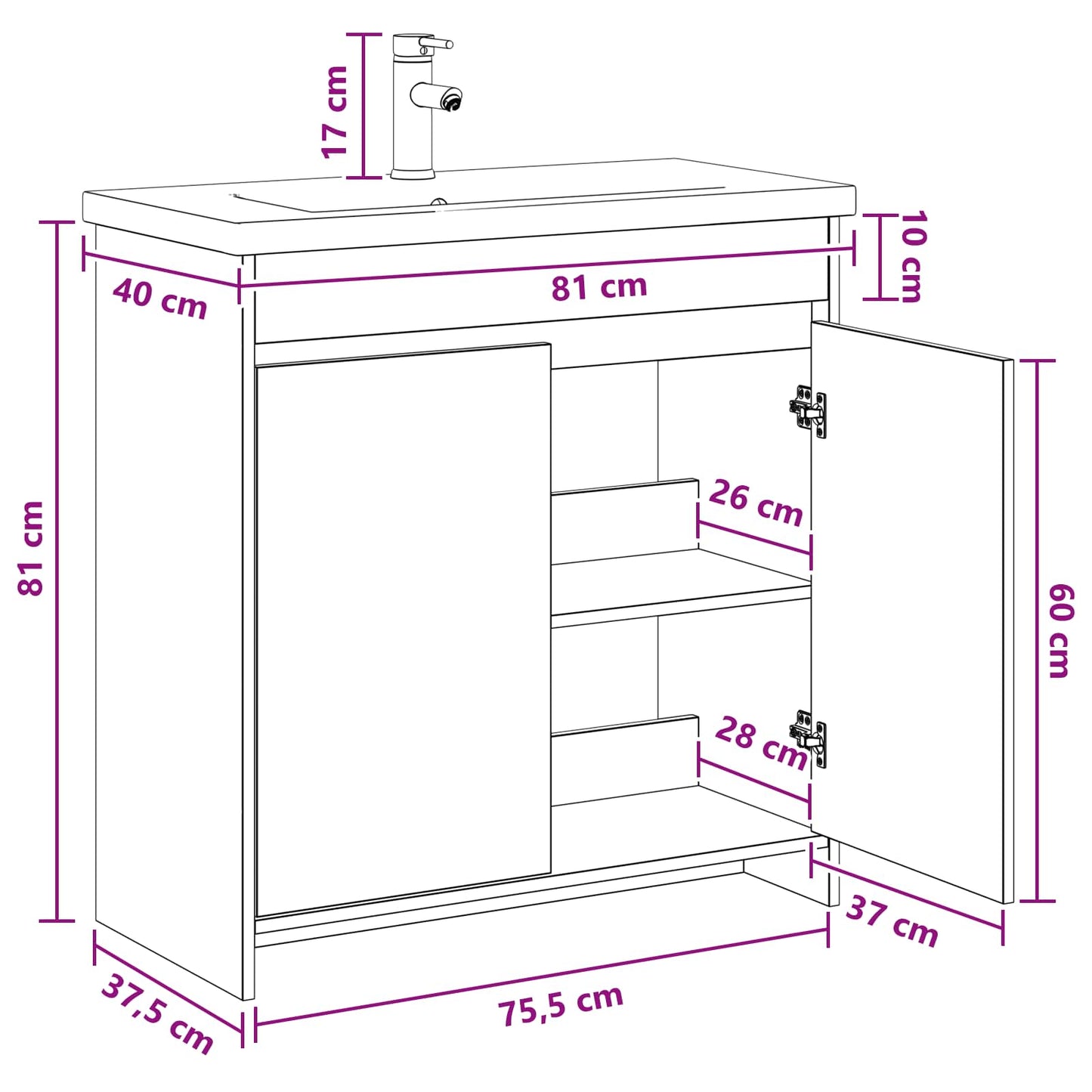 Badezimmermöbel-Set Altholz 81 x 40 x 84,5 cm Holzwerkstoff