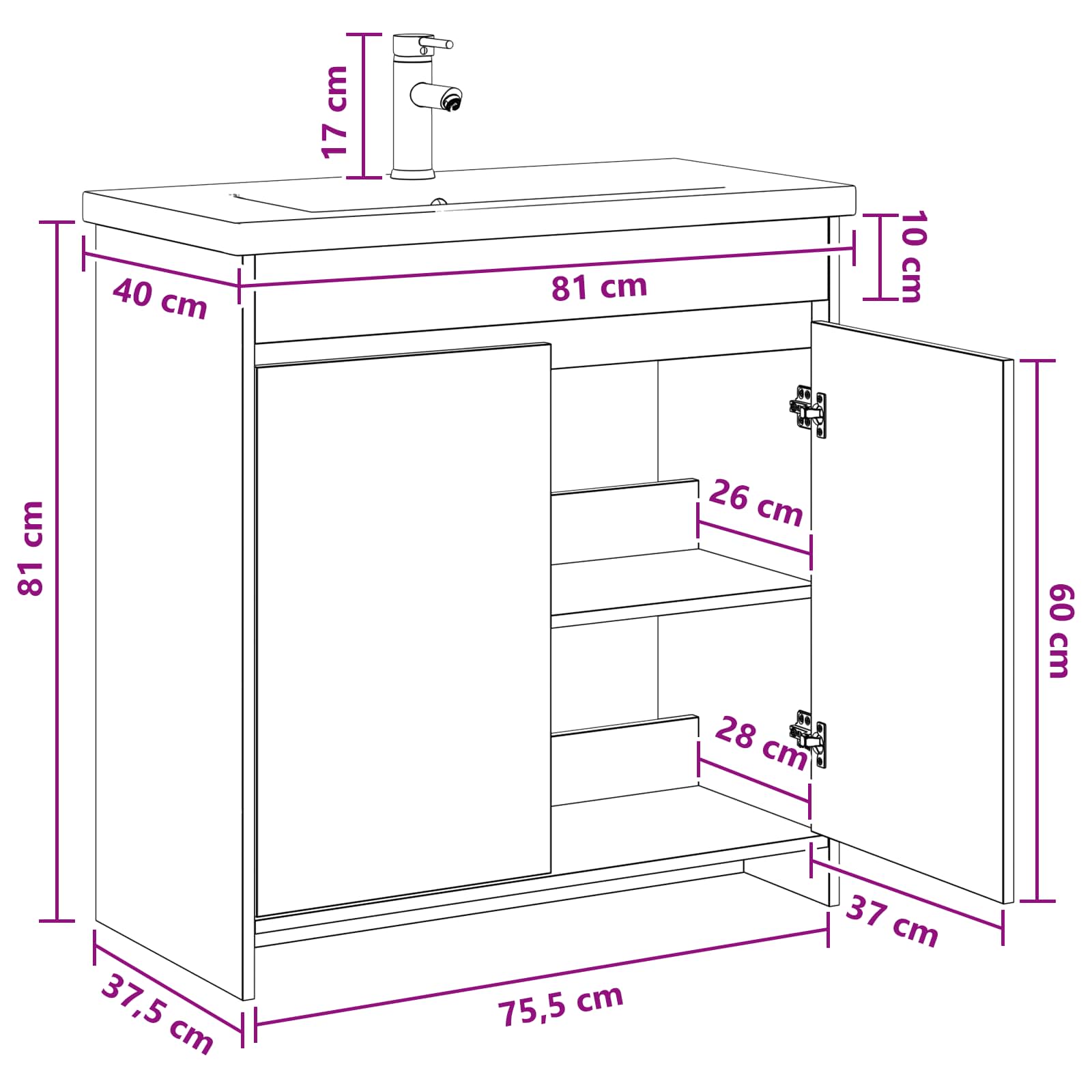 Badezimmermöbel-Set Altholz 81 x 40 x 84,5 cm Holzwerkstoff
