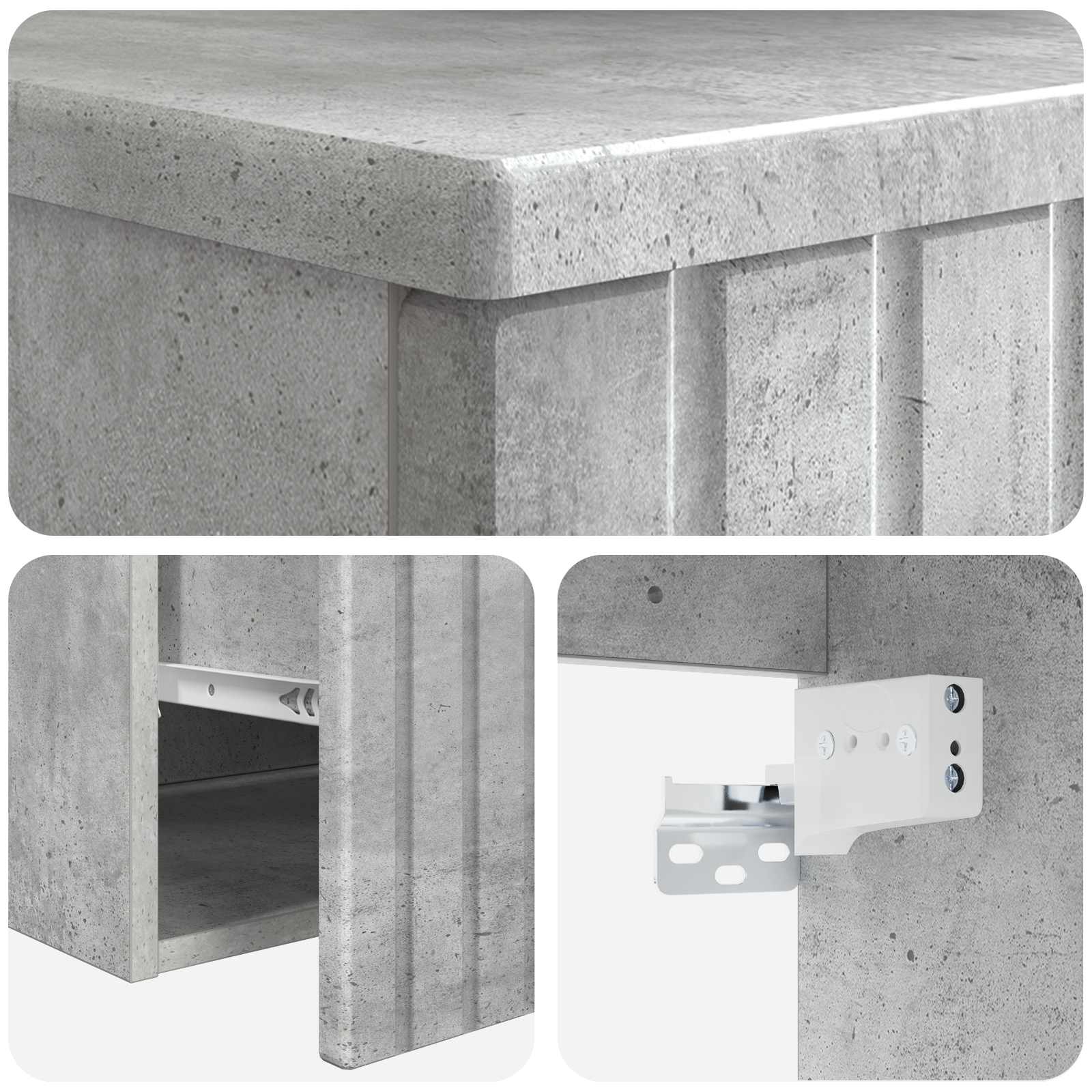 Badezimmermöbel-Set Betongrau Holzwerkstoff