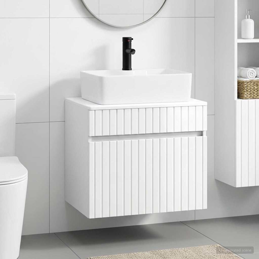 Badezimmermöbel-Set Hochglanz Weiß Holzwerkstoff