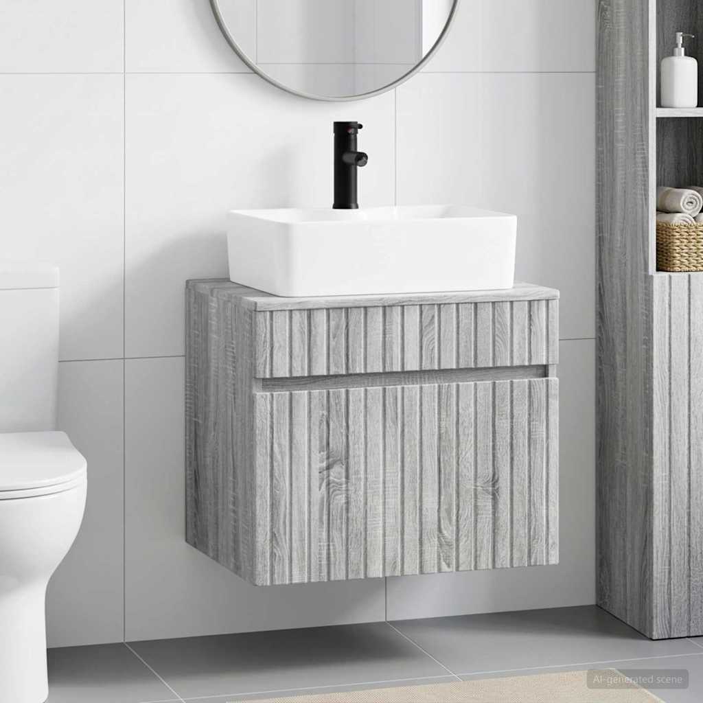 Badezimmermöbel-Set Grau Sonoma Holzwerkstoff