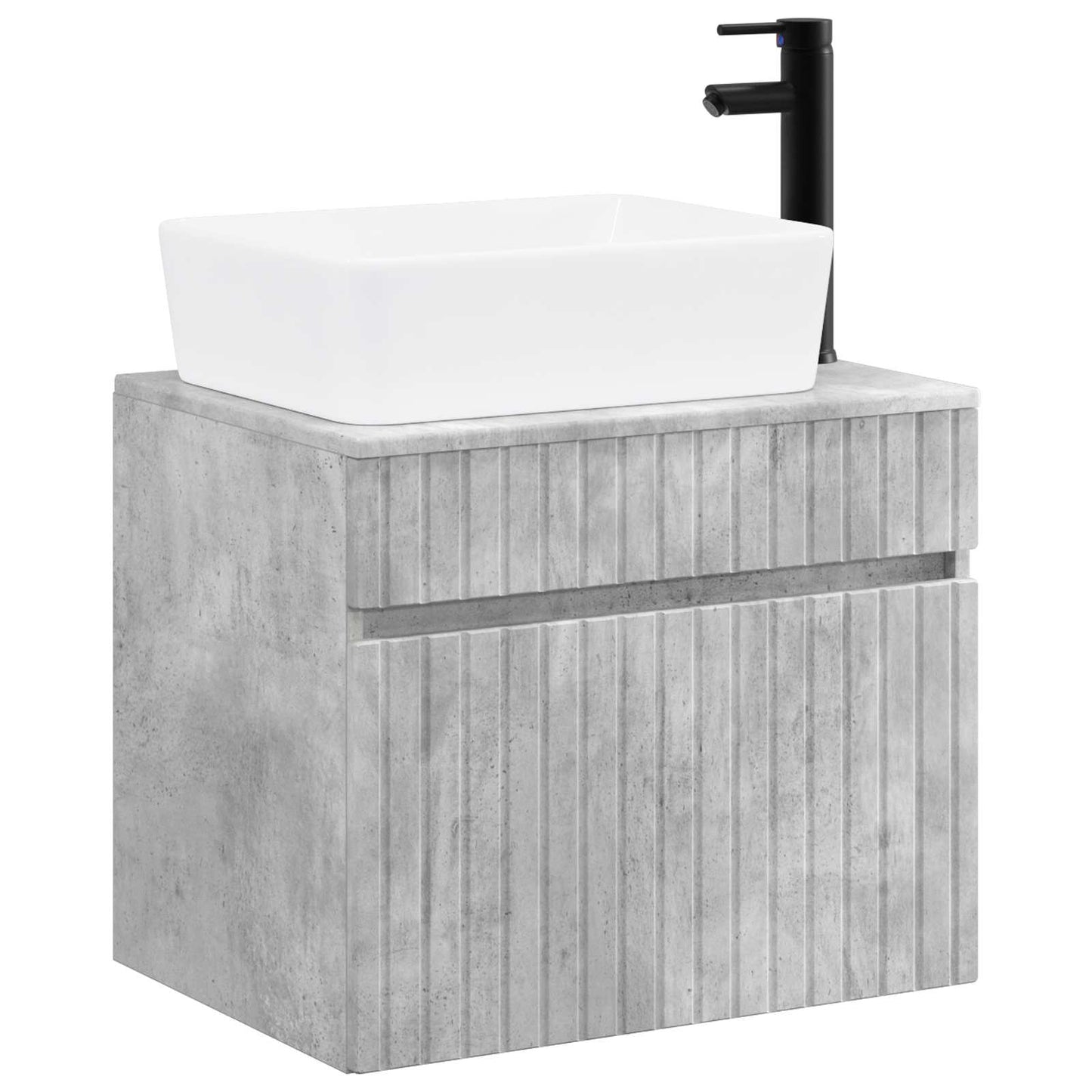 Badezimmermöbel-Set Betongrau Holzwerkstoff