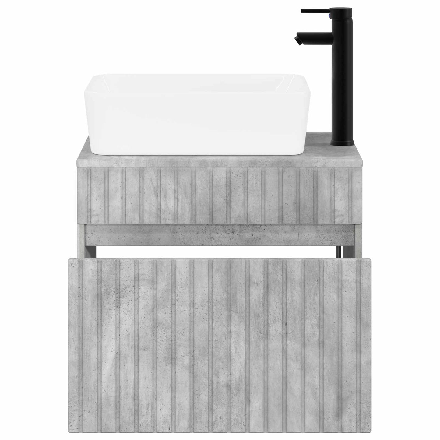Badezimmermöbel-Set Betongrau Holzwerkstoff