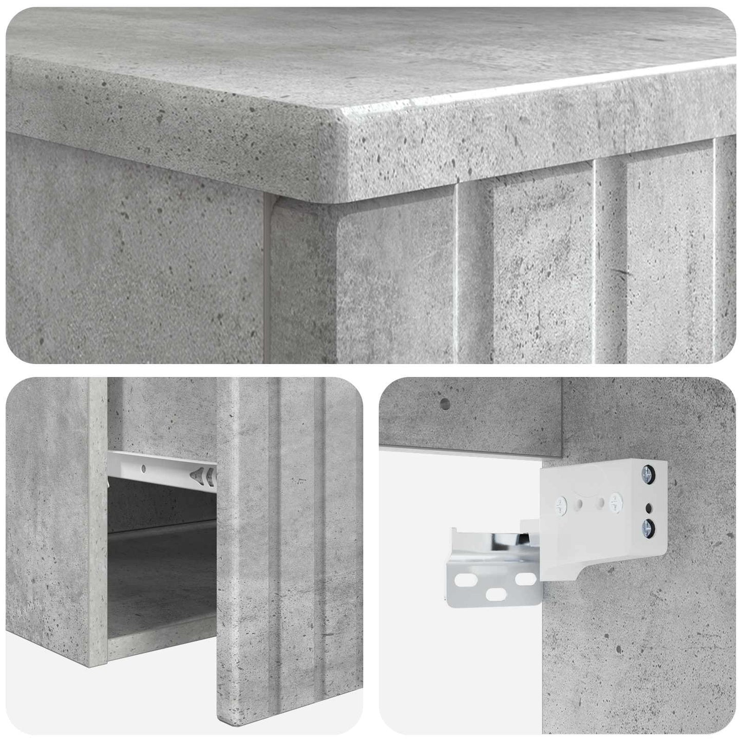 Badezimmermöbel-Set Betongrau Holzwerkstoff
