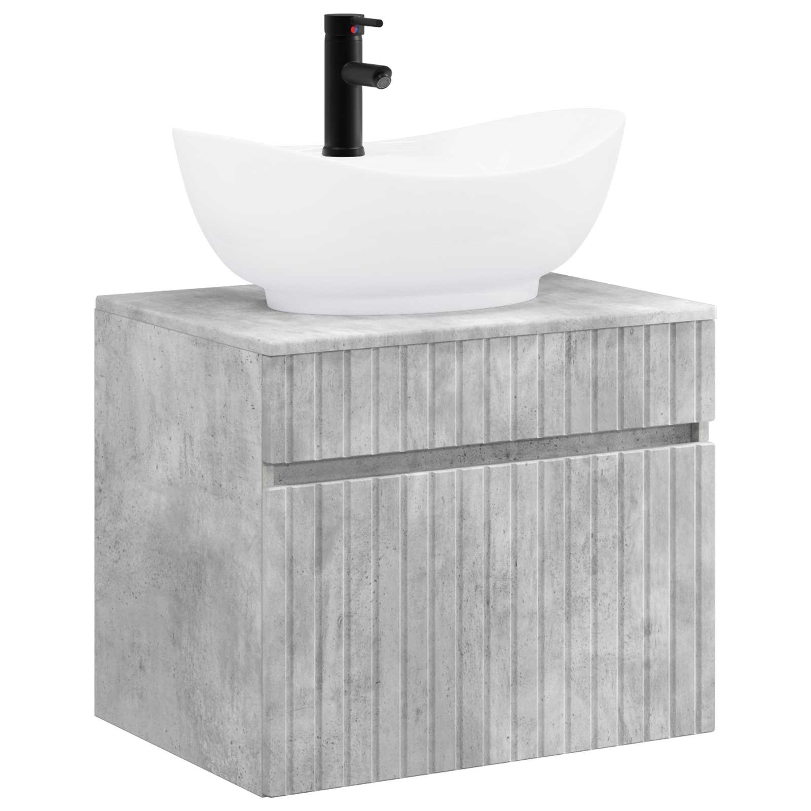 Badezimmermöbel-Set Betongrau Holzwerkstoff