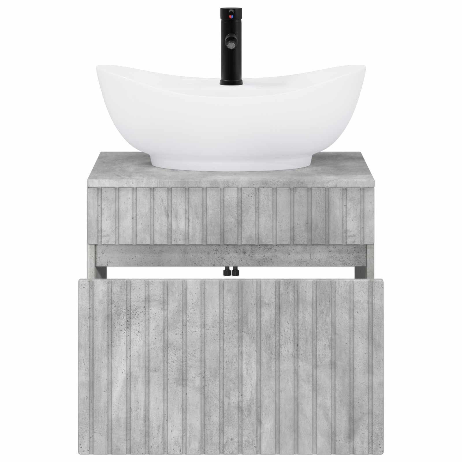 Badezimmermöbel-Set Betongrau Holzwerkstoff