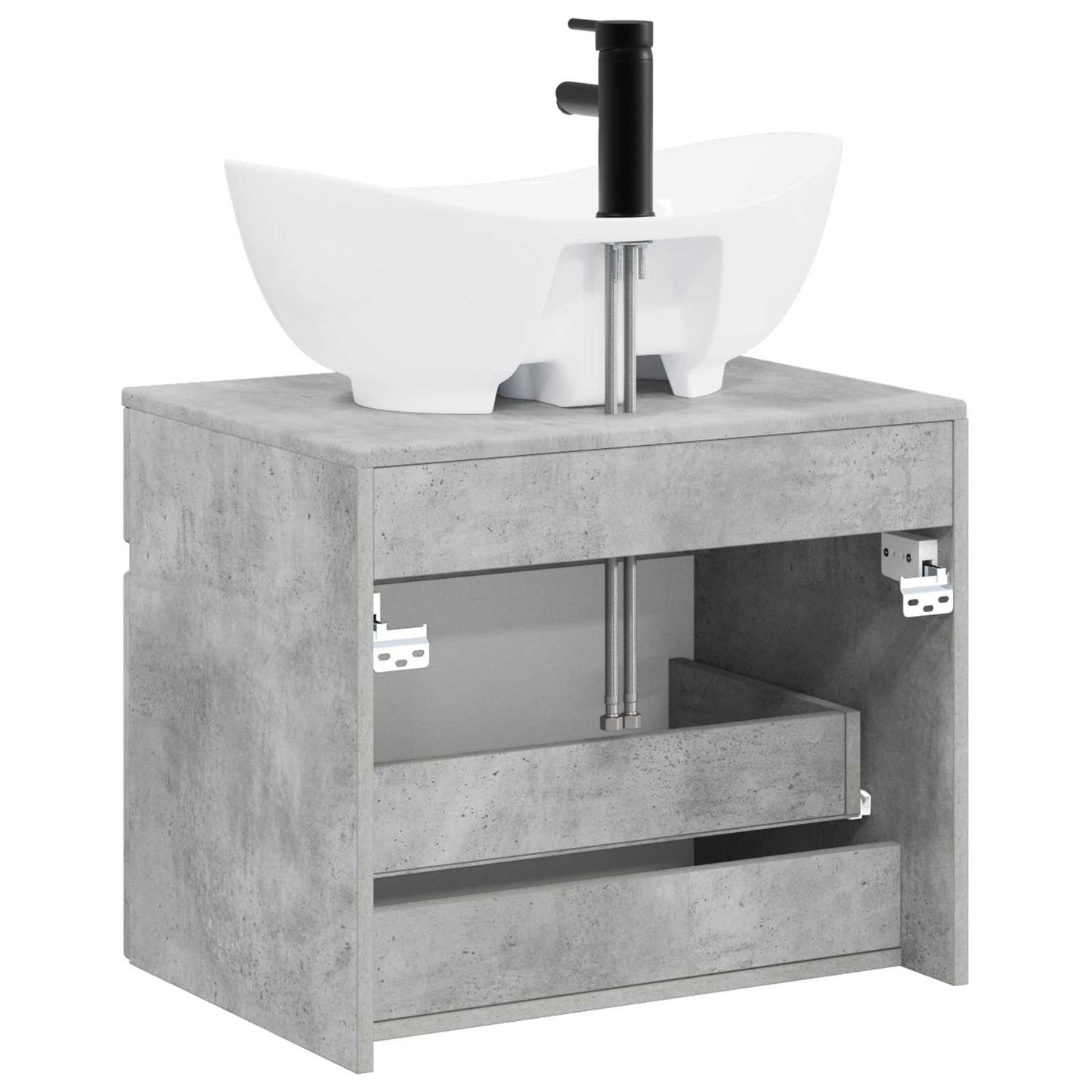Badezimmermöbel-Set Betongrau Holzwerkstoff