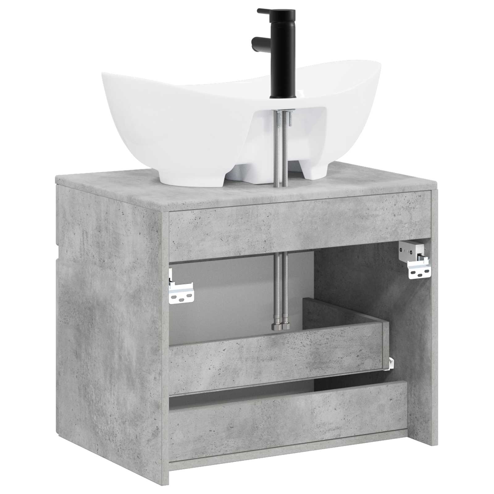 Badezimmermöbel-Set Betongrau Holzwerkstoff