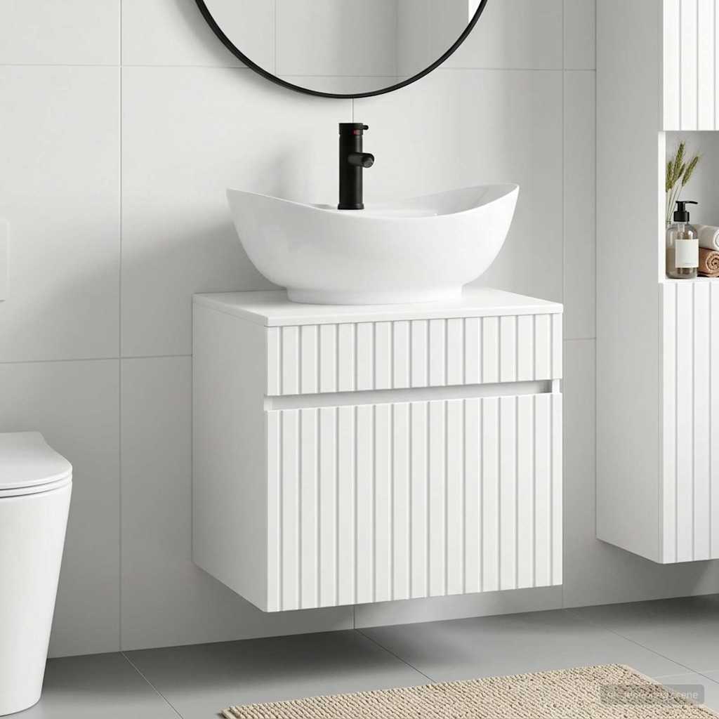 Badezimmermöbel-Set Hochglanz Weiß Holzwerkstoff