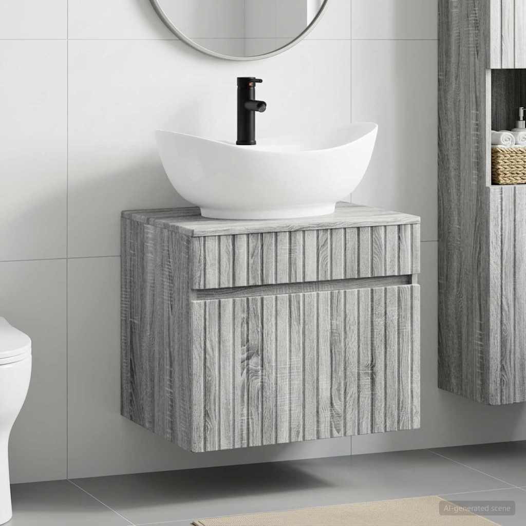 Badezimmermöbel-Set Grau Sonoma Holzwerkstoff