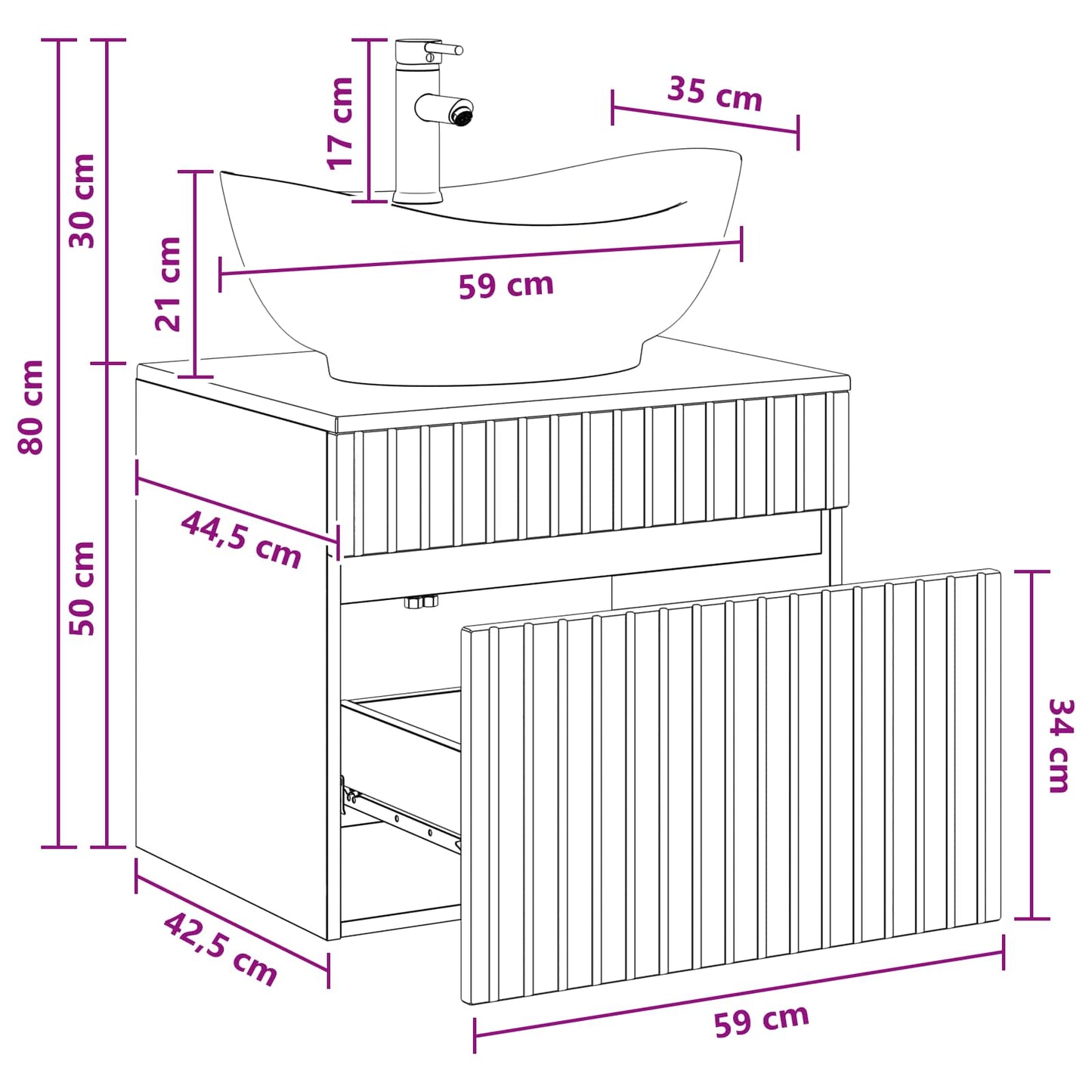 Badezimmermöbel-Set Artisan-Eiche Holzwerkstoff