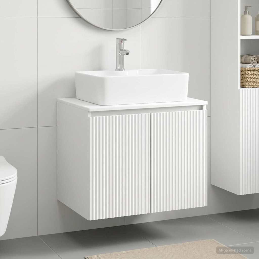 Badezimmermöbel-Set Weiß Holzwerkstoff