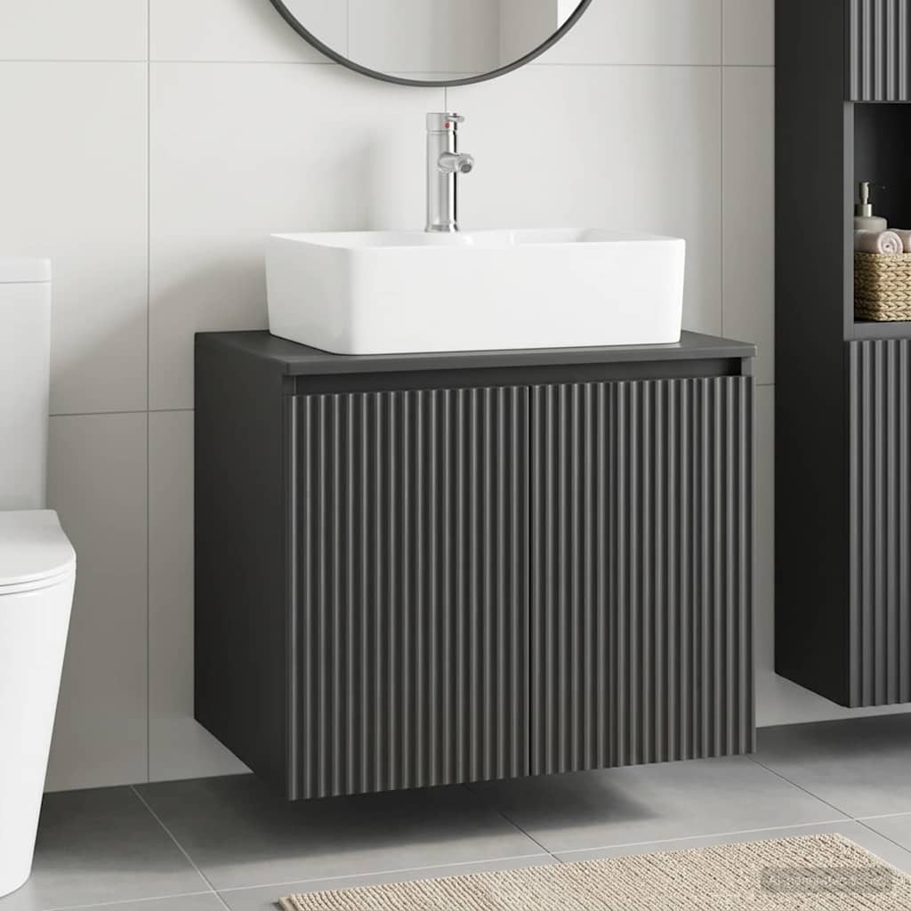 Badezimmermöbel-Set Schwarz Holzwerkstoff