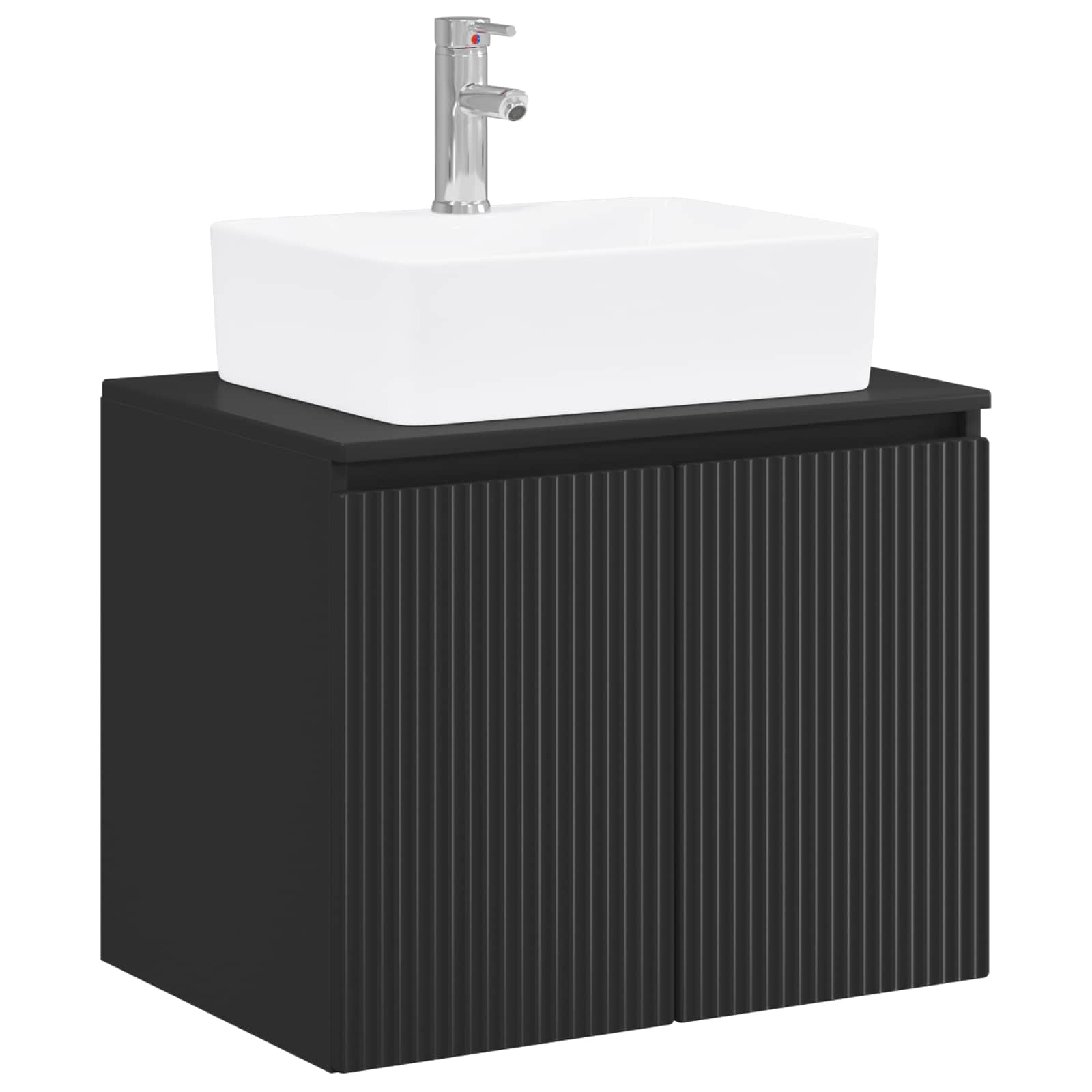 Badezimmermöbel-Set Schwarz Holzwerkstoff