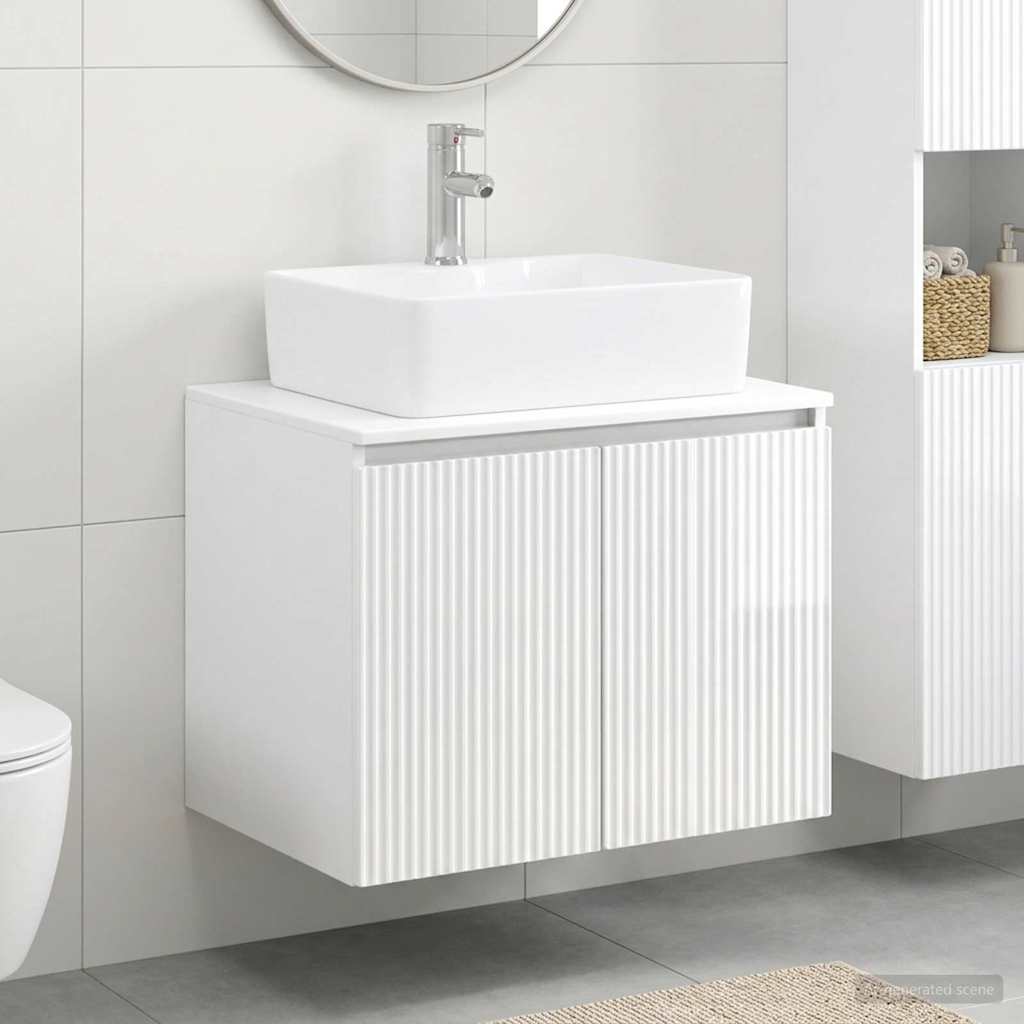 Badezimmermöbel-Set Hochglanz Weiß Holzwerkstoff