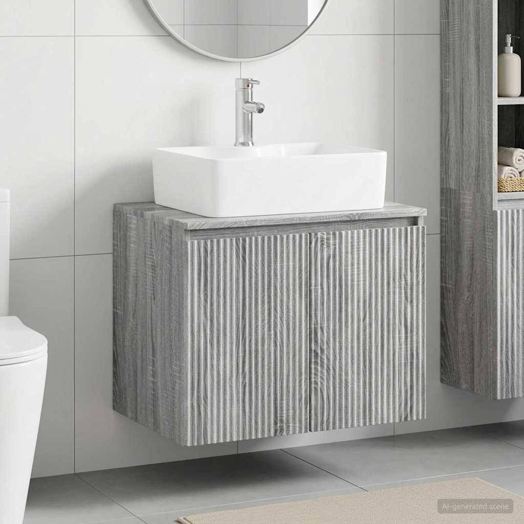 Badezimmermöbel-Set Grau Sonoma Holzwerkstoff
