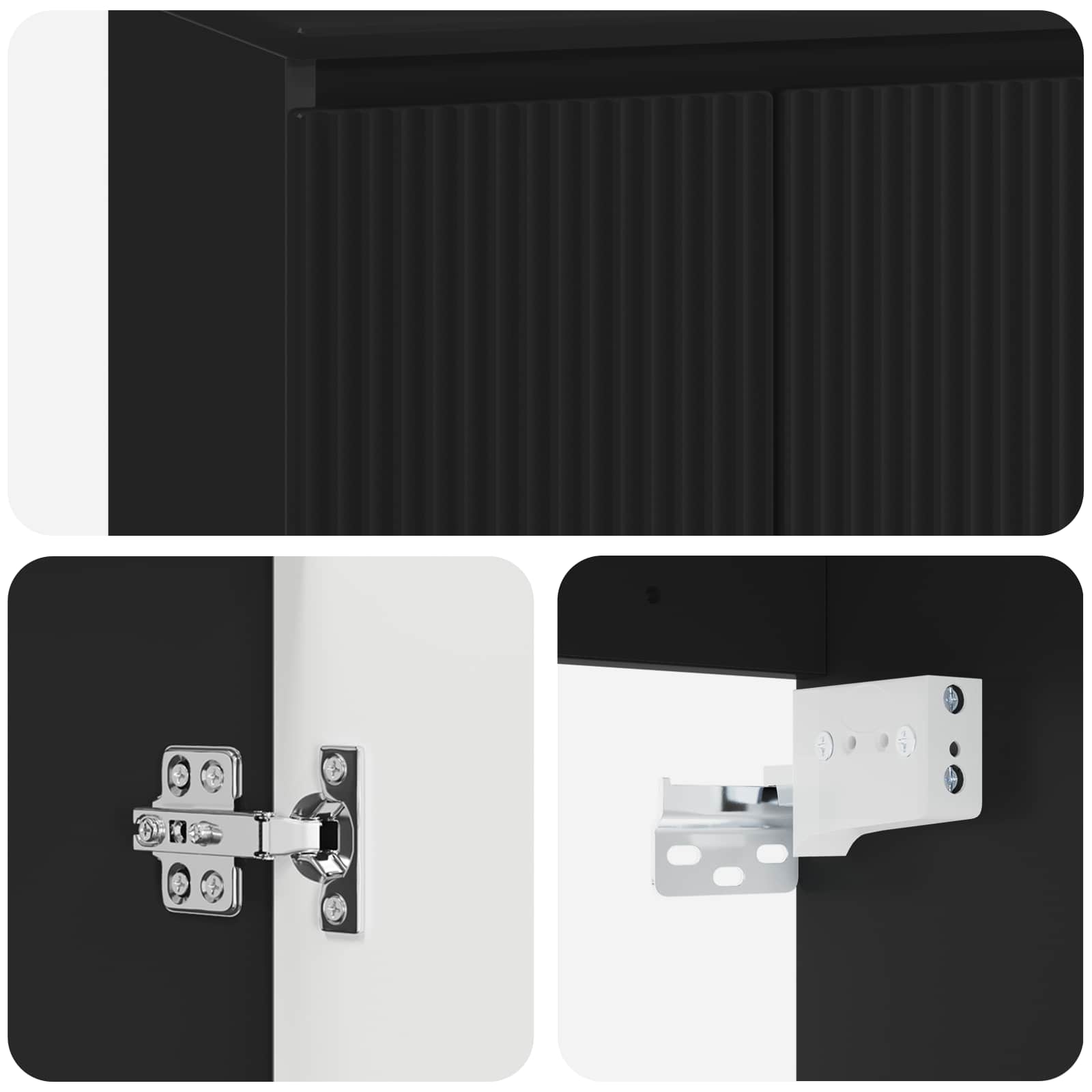 Badezimmermöbel-Set Schwarz Holzwerkstoff
