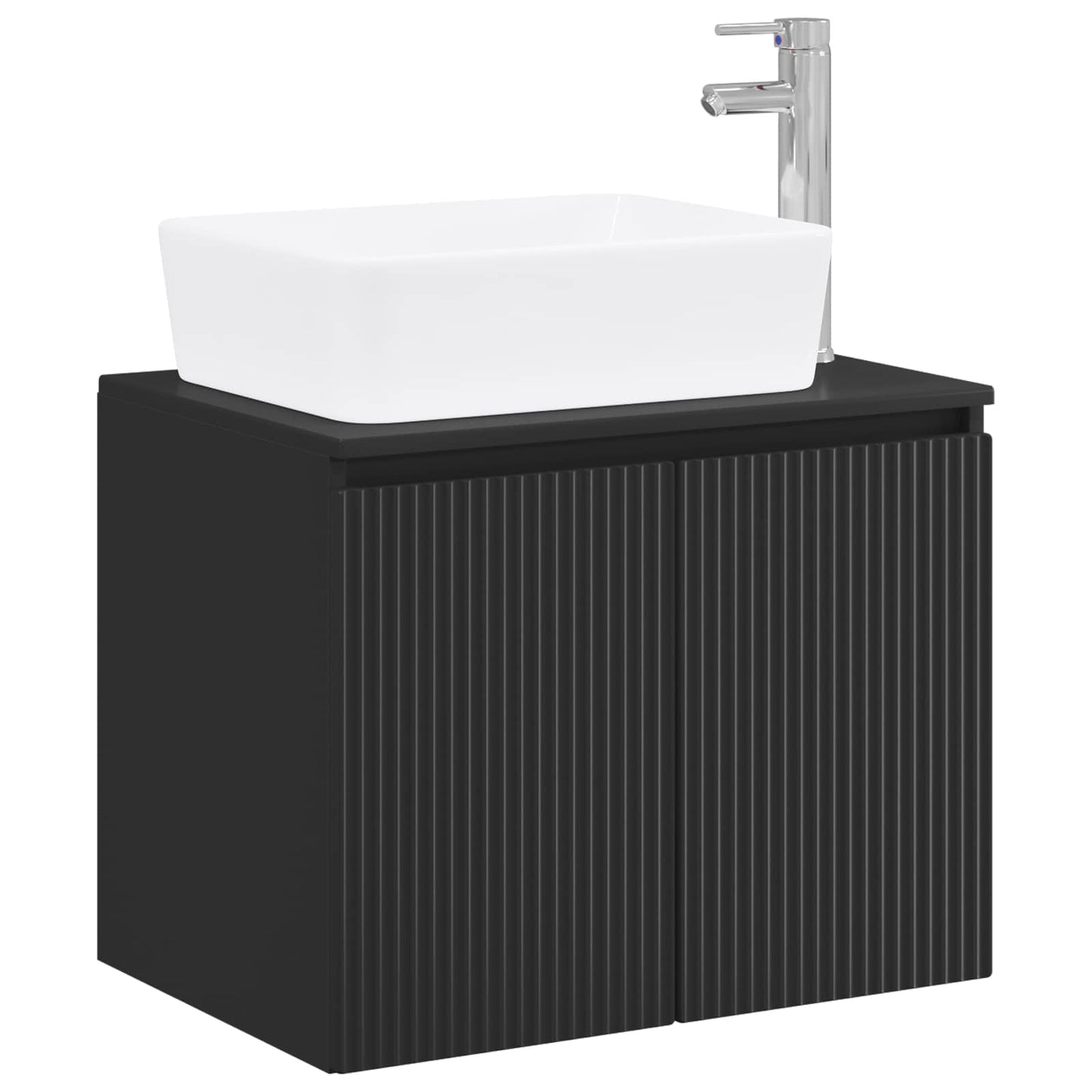Badezimmermöbel-Set Schwarz Holzwerkstoff