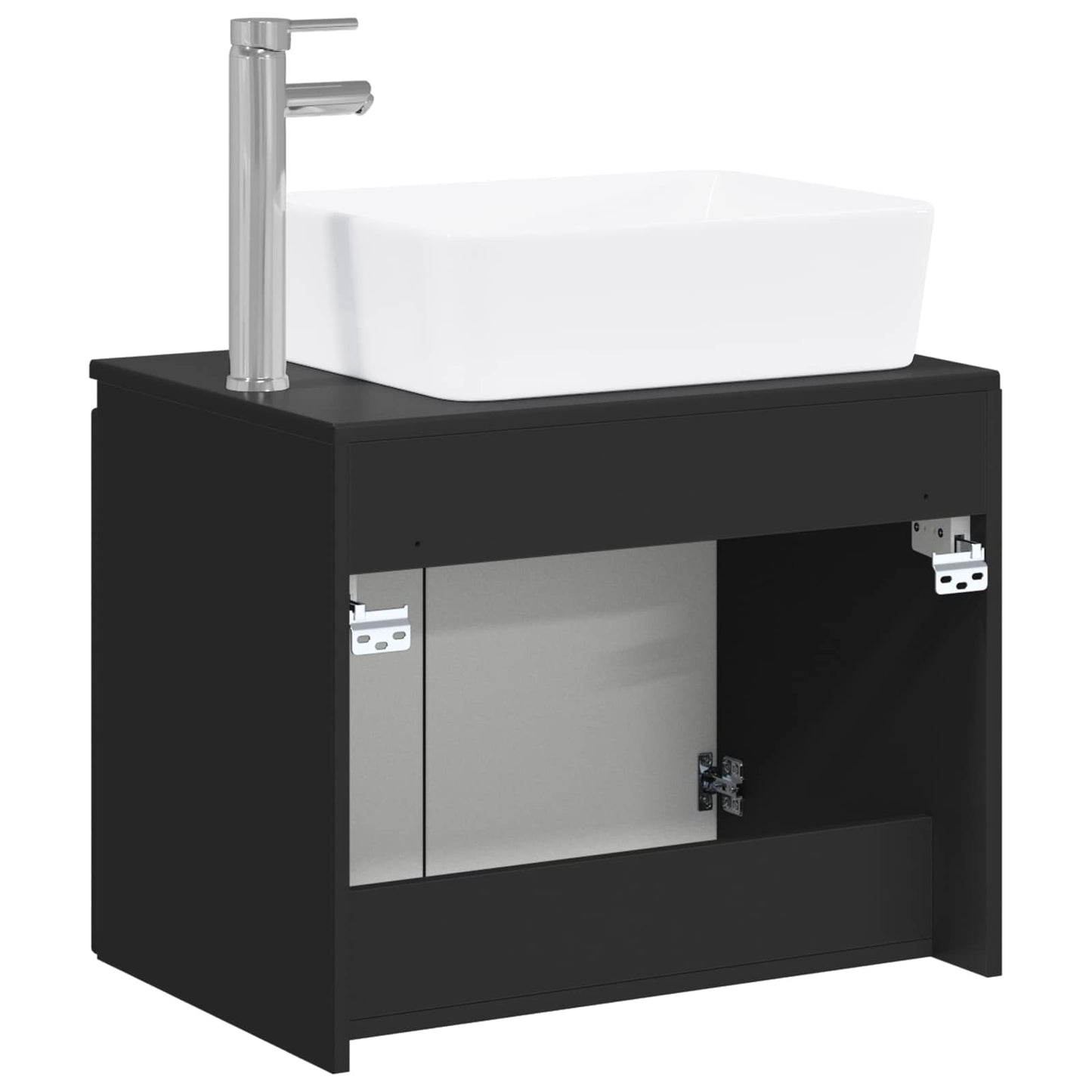 Badezimmermöbel-Set Schwarz Holzwerkstoff