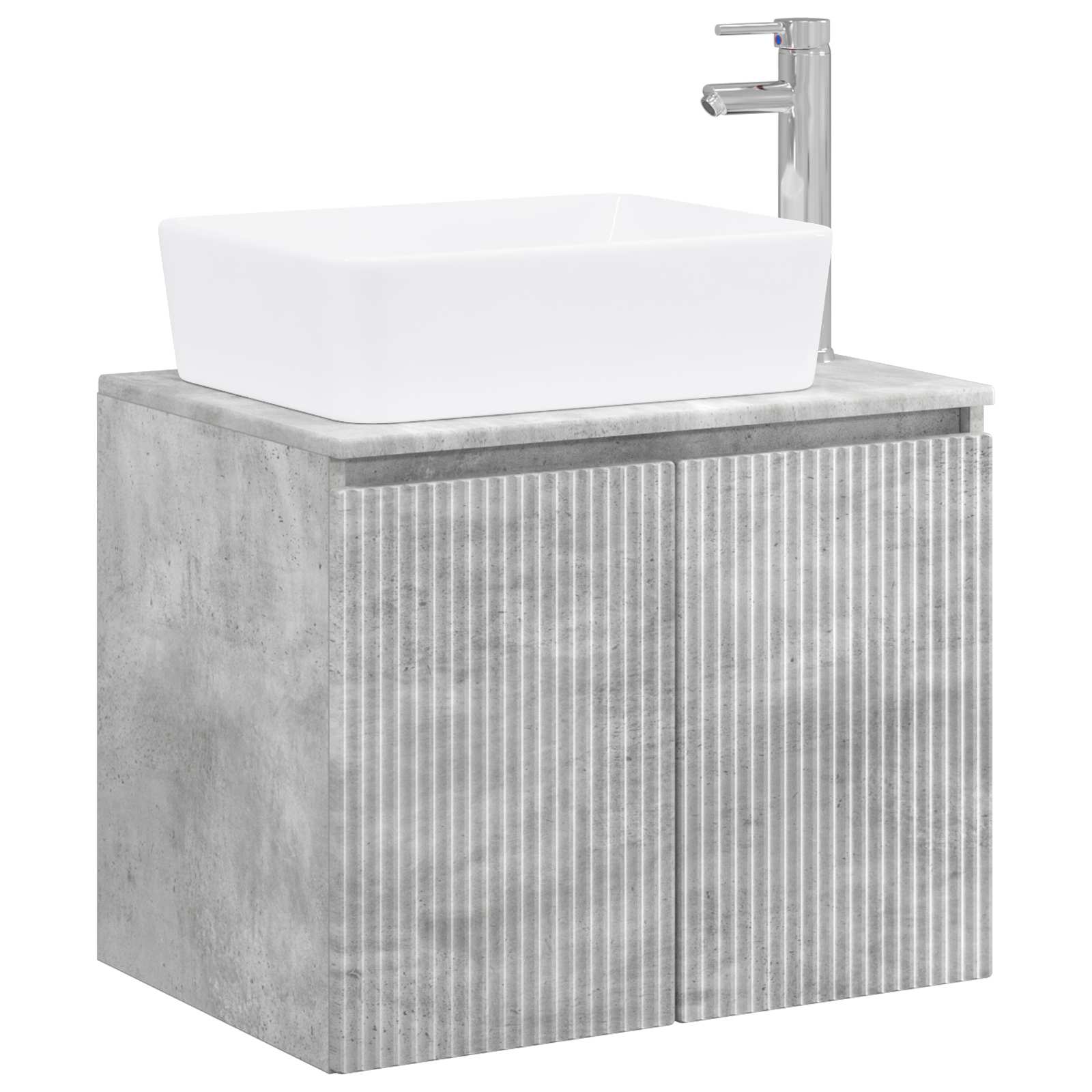 Badezimmermöbel-Set Betongrau Holzwerkstoff