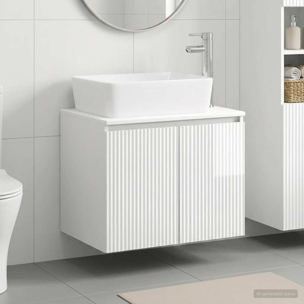 Badezimmermöbel-Set Hochglanz Weiß Holzwerkstoff