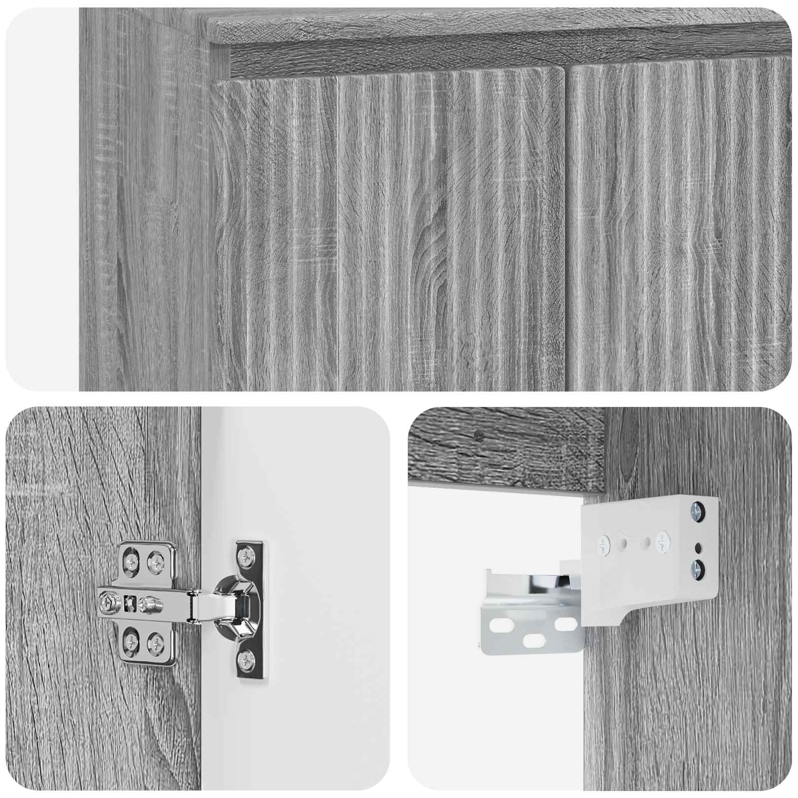 Badezimmermöbel-Set Grau Sonoma Holzwerkstoff