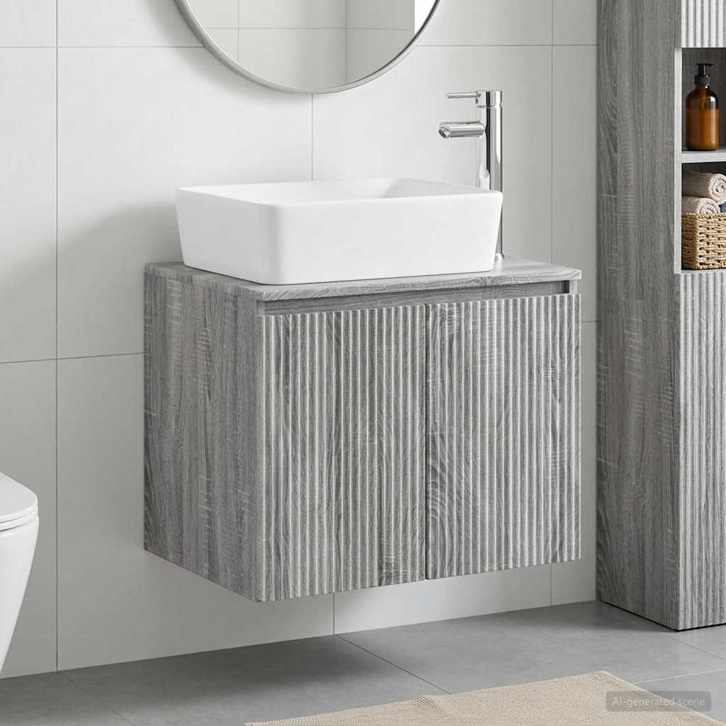 Badezimmermöbel-Set Grau Sonoma Holzwerkstoff