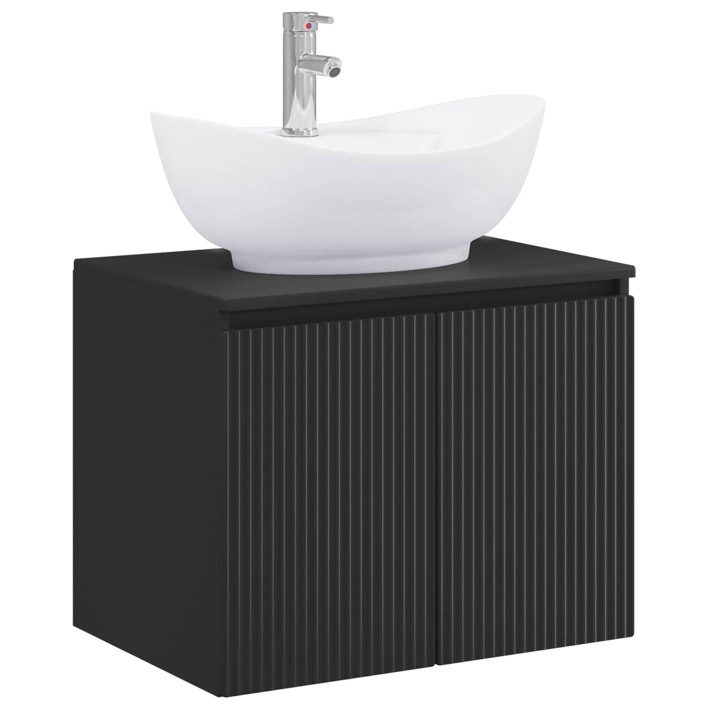 Badezimmermöbel-Set Schwarz Holzwerkstoff