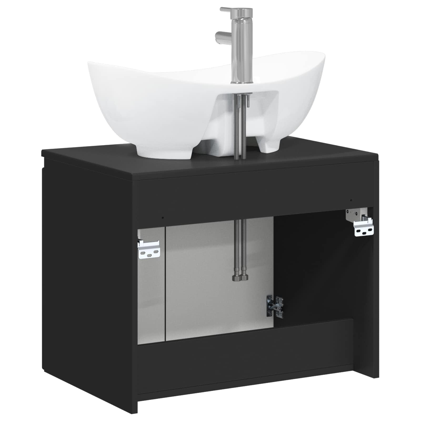 Badezimmermöbel-Set Schwarz Holzwerkstoff