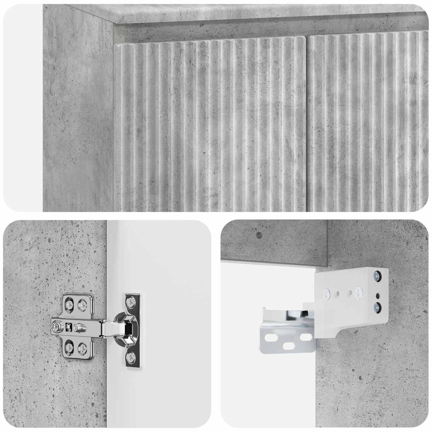 Badezimmermöbel-Set Betongrau Holzwerkstoff