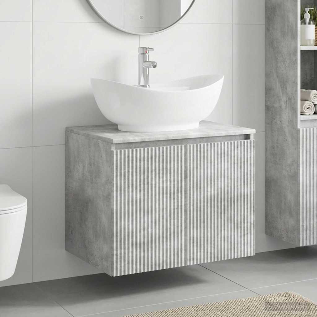 Badezimmermöbel-Set Betongrau Holzwerkstoff