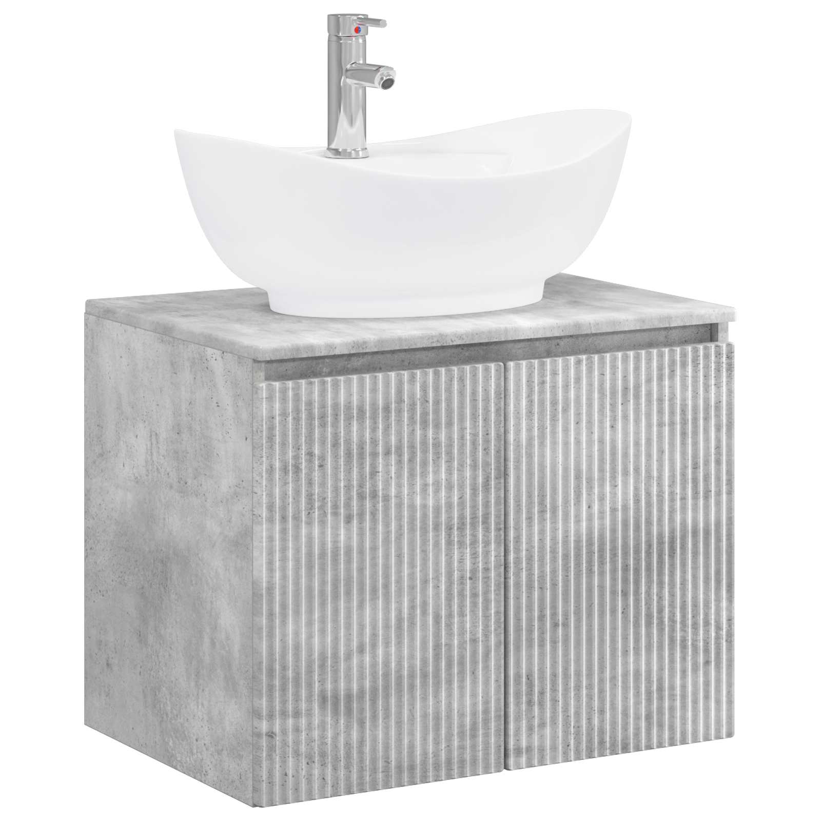 Badezimmermöbel-Set Betongrau Holzwerkstoff