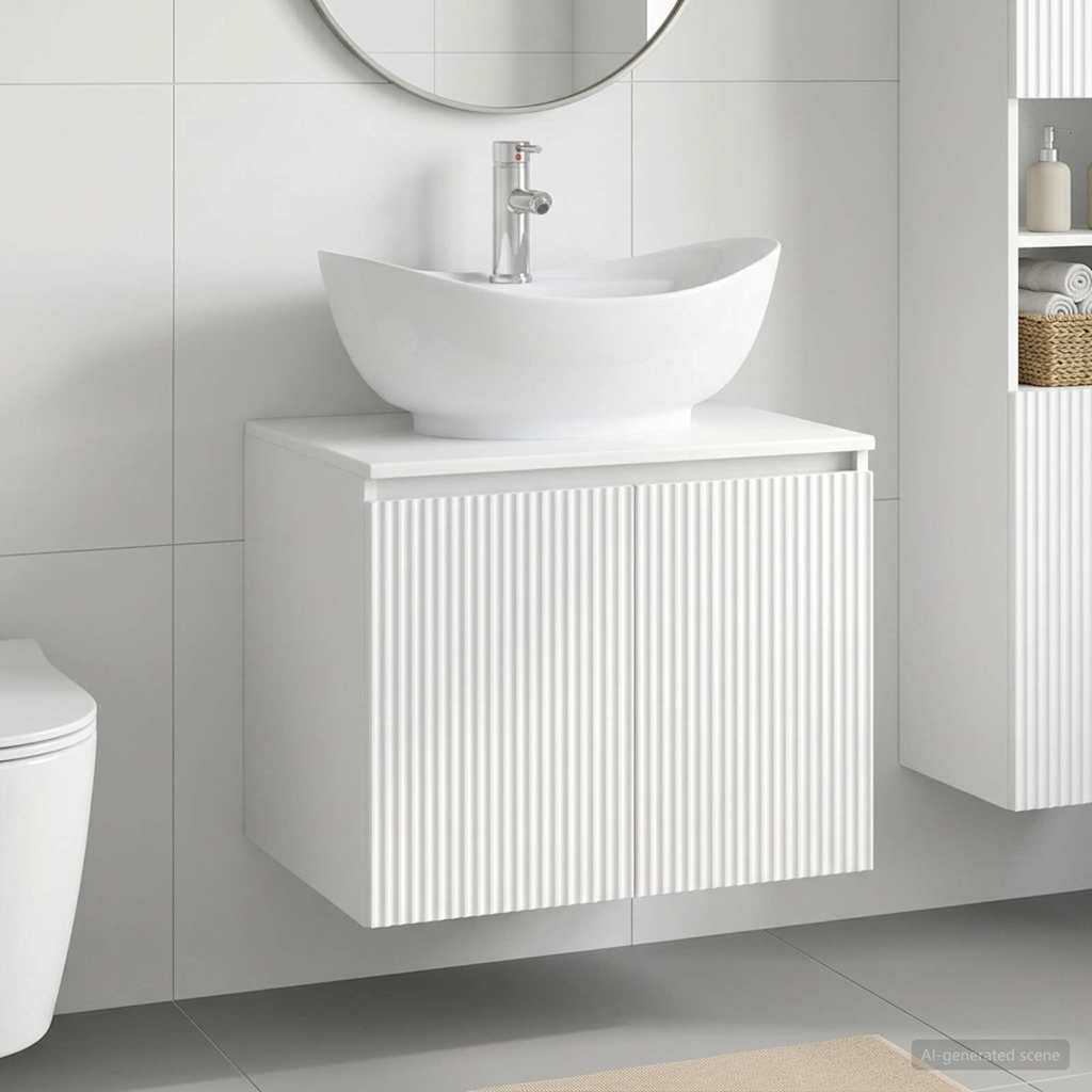 Badezimmermöbel-Set Hochglanz Weiß Holzwerkstoff