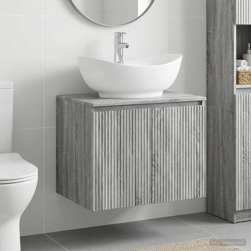 Badezimmermöbel-Set Grau Sonoma Holzwerkstoff